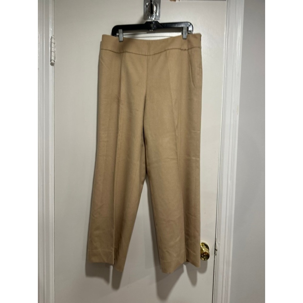 Talbots Collection Quiet Luxury Wide Leg Trouser Sz:14 Camel Wool Angora Blend